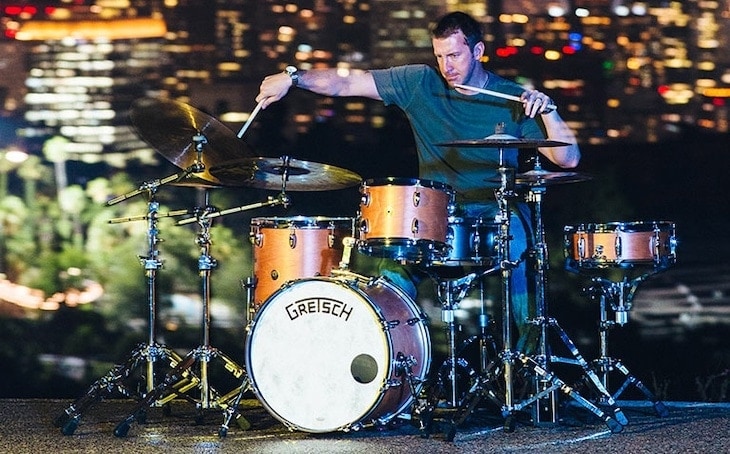 Mike Johnston Playing Gretsch Drum Kit
